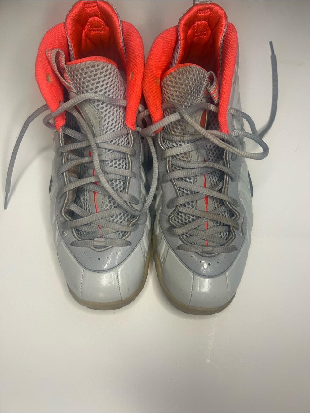 Nike Kids Gray and Coral High-Top Sneakers with Bright Lining